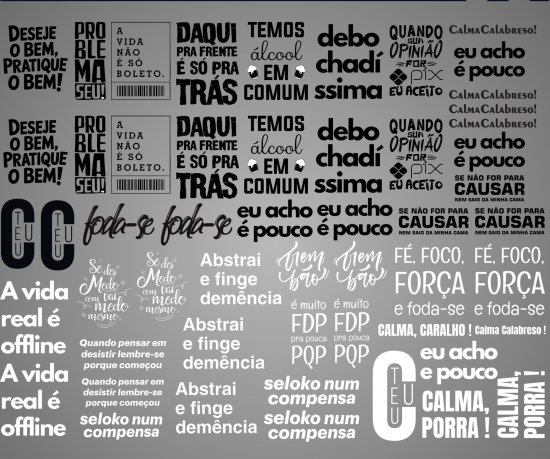 Folha Impressa DTF UV - 39x30 (Varios Temas) - Arquivo N�o Alter�vel
