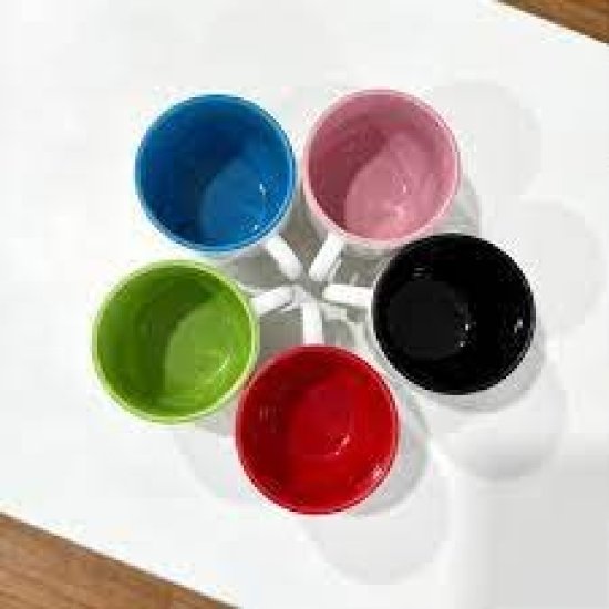XICARA CERAMICA 150 ML P/ SUPORTE MET. BRANCA INTERIOR COLORIDO