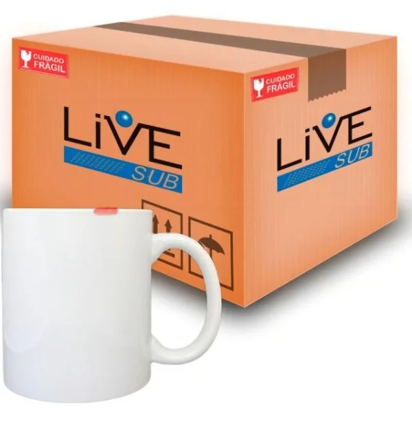 Caneca Cermica 325 ML Branca Super Quality Live Caixa com 36 Unidades