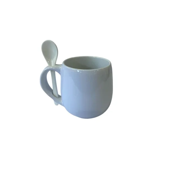 Caneca de Cermica para Sublimao Branca 295 ML Modelo Belly  com Colher