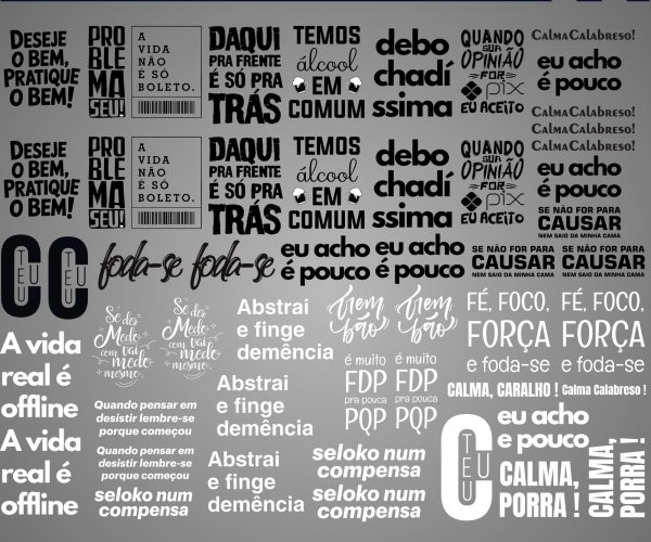 Folha Impressa DTF UV - 39x30 (Varios Temas) - Arquivo N�o Alter�vel