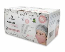 M�scara Cir�rgica Descart�vel Rosa - 50 unidades 3 camadas
