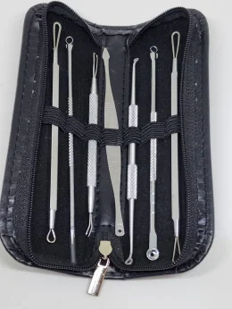 Kit Curetas A�o Inox 7 Pe�as + Estojo