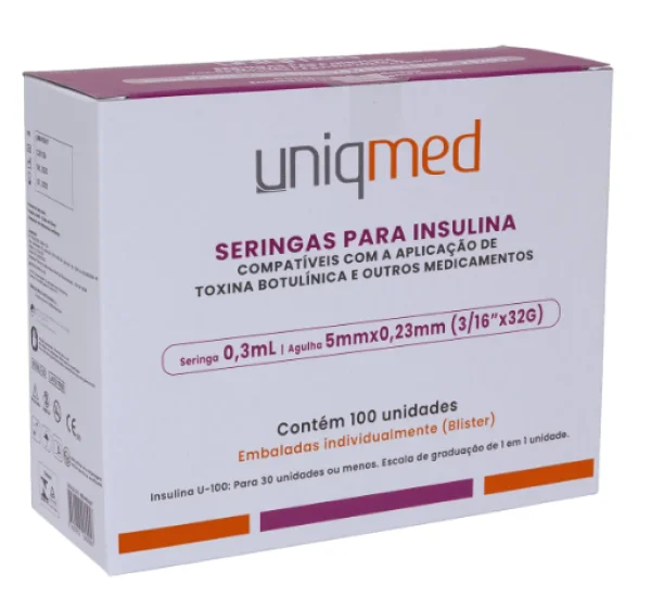 Seringas para Insulina 0.3mL Agulha 5mm X 0.23mm - (Blister individual)