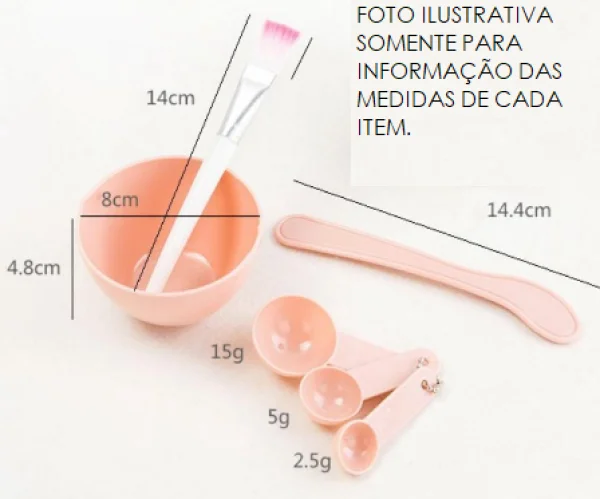 Kit Cubeta + Pincel + 3 Colheres Medidoras + Esptula