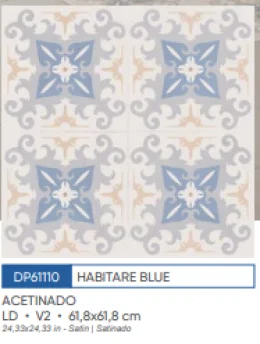 HABITARE BLUE 61,8X61,8  61110 PORCELANATO BASE BRANCA  MT�
