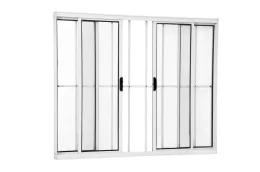 VITRO 4 FOLHAS  ALUMINIO BRANCO COM GRADE  150X100  (ALUAN)