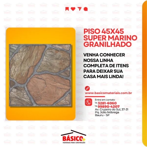 PISO 45X45 SUPER MARINO GRANILHADO