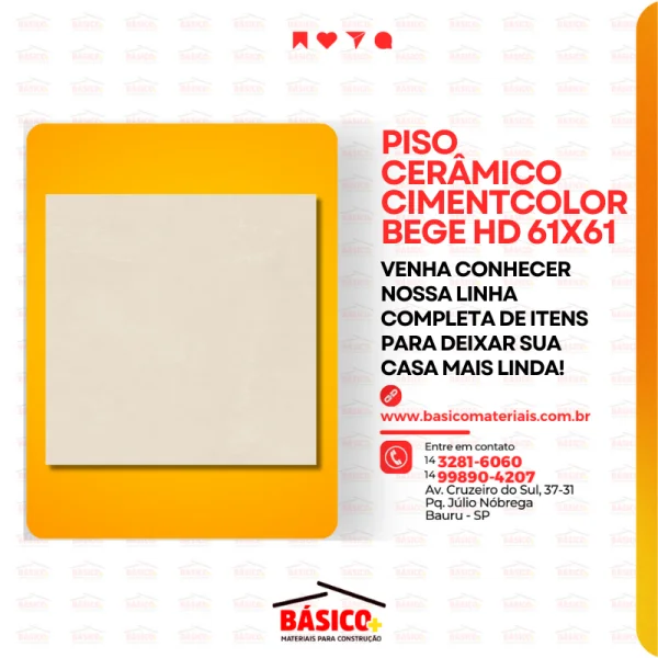 PISO CERMICO CIMENTCOLOR BEGE HD 61X61