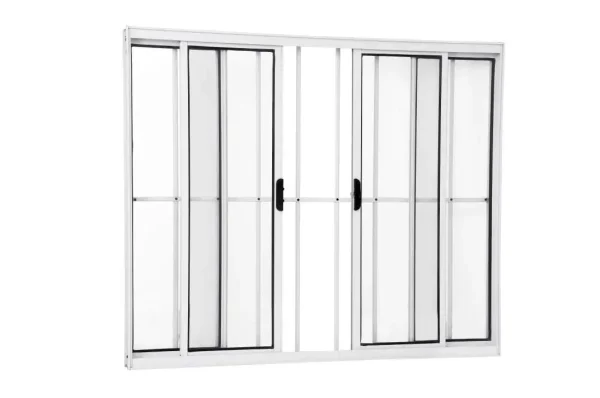 VITRO 4 FOLHAS  ALUMINIO BRANCO COM GRADE  150X100  (ALUAN)