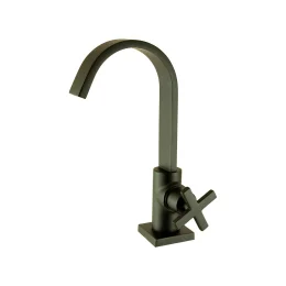 1198 - Torn. Lavatorio Mesa Bica Alta 1/4vt Plena Cross Black Matte