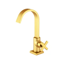 1198 - Torn. Lavatorio Mesa Bica Alta 1/4vt Plena Cross Gold Matte