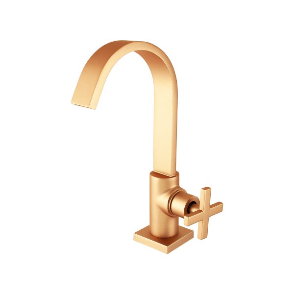 1198 - Torn. Lavatorio Mesa Bica Alta 1/4vt Plena Cross Red Gold Matte