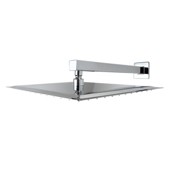 2100 - DUCHA CHUVEIRO QUADRADA INOX 10'' 25X25CM C/TUBO P/ PAREDE CR