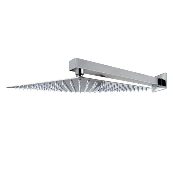 2100 - DUCHA CHUVEIRO QUADRADA INOX 10'' 25X25CM C/TUBO P/ PAREDE CR