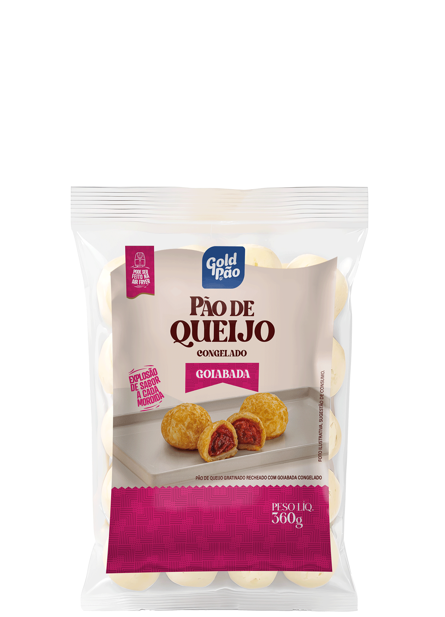 P�O DE QUEIJO GRATINADO RECHEADO COM GOIABADA 360g