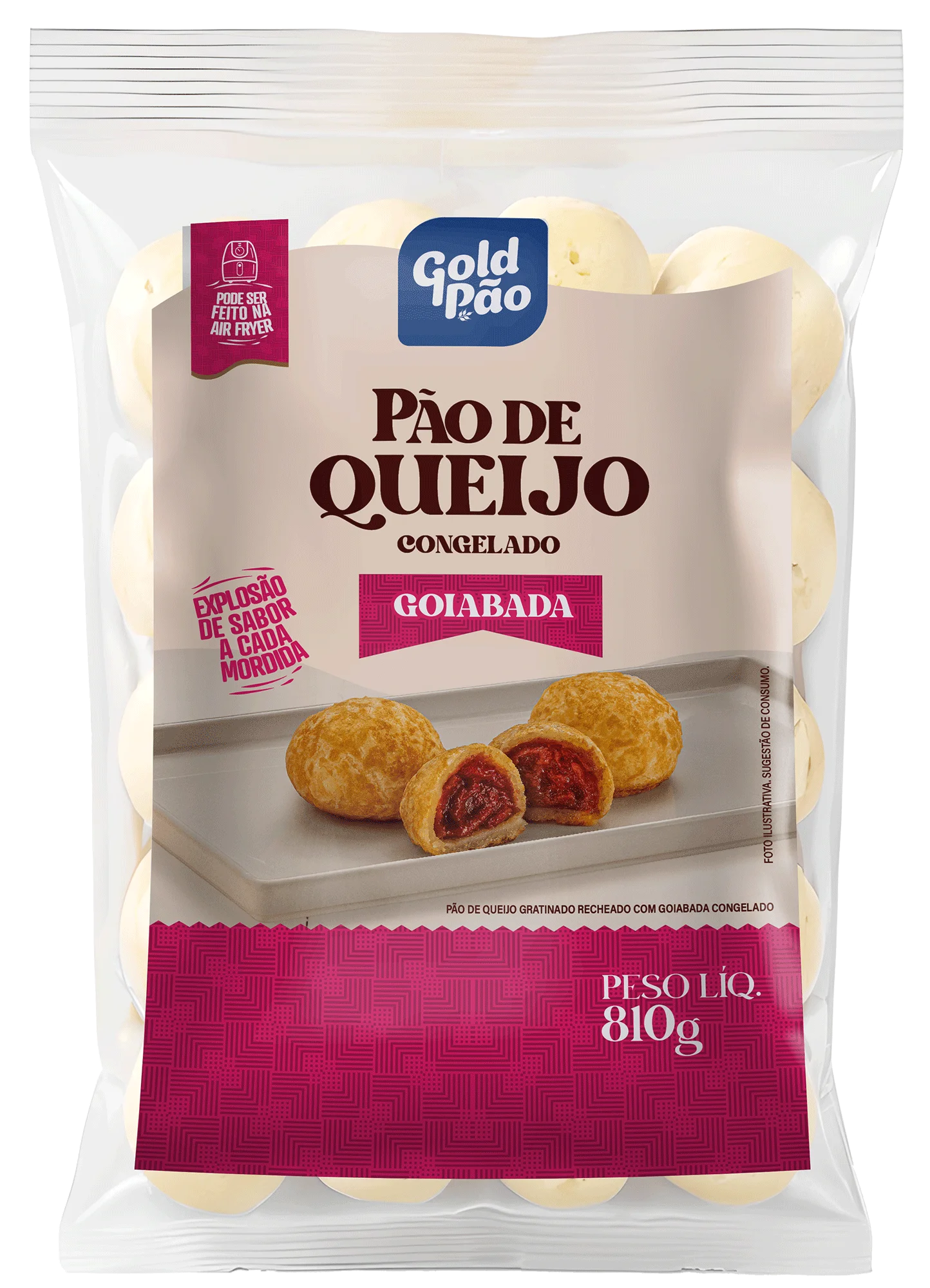 PO DE QUEIJO GRATINADO RECHEADO COM GOIABADA 810g