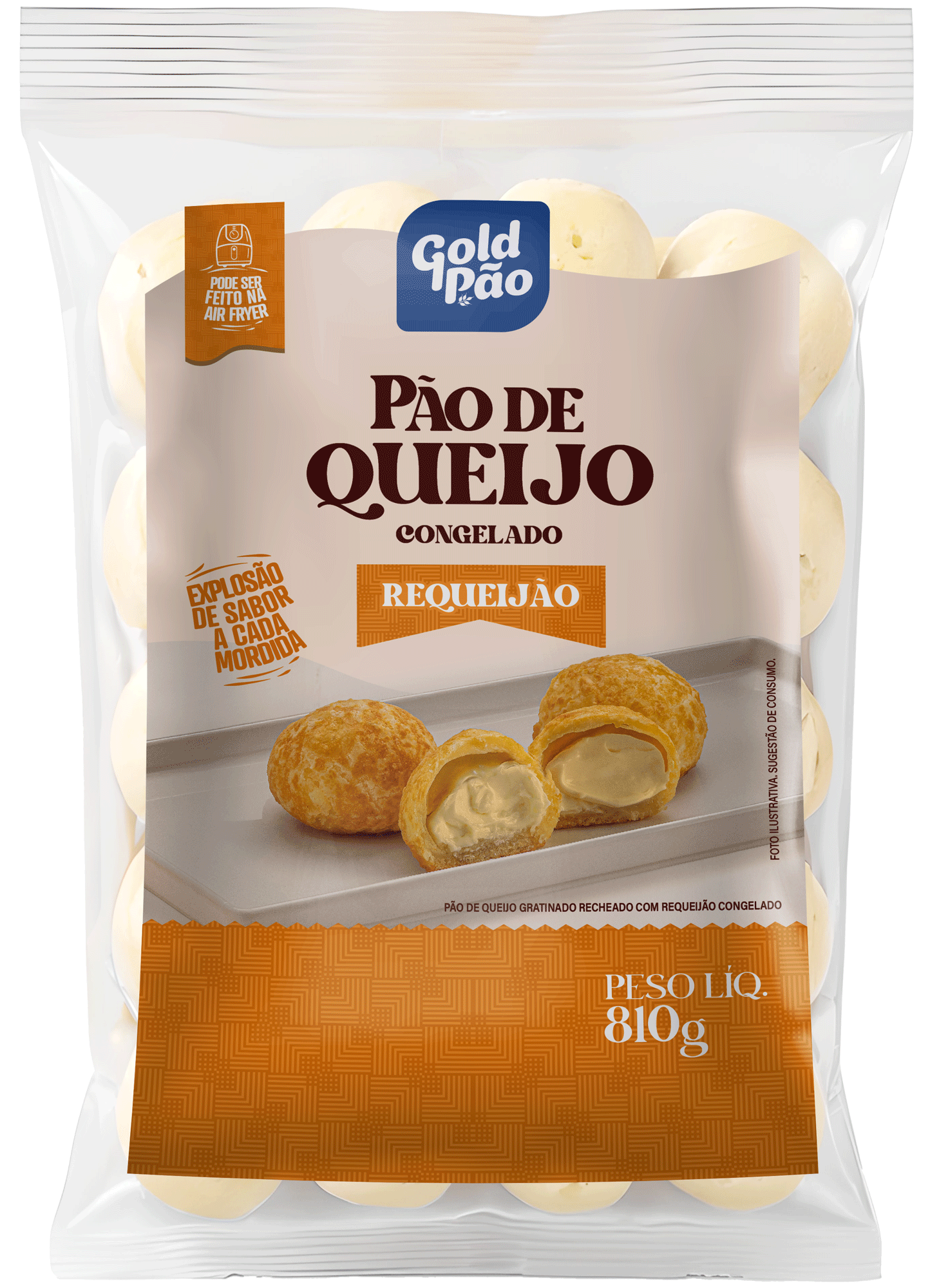 P�O DE QUEIJO GRATINADO RECHEADO COM REQUEIJ�O 810g