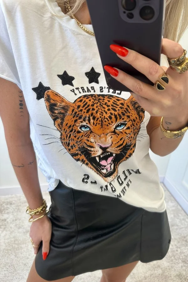 T-shirt tiger branca