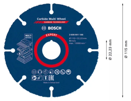 DISCO DE CORTE BOSCH EXPERT MULTI WHEEL 115MM, 22,23MM