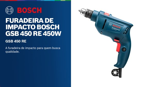 FURADEIRA IMPACTO GSB 450 RE 450W 127V + 3 BROCAS