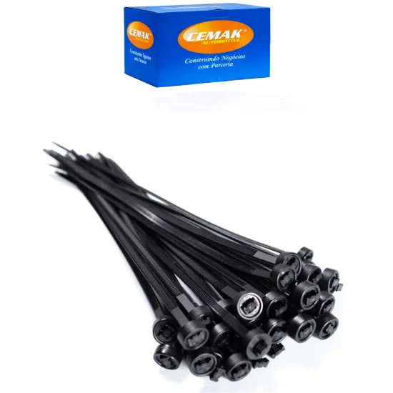 ABRACADEIRA EM NYLON 6,2MM X 304MM 100 UNIDADES COR PRETA