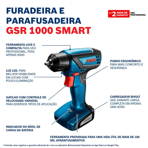 PARAFUSADEIRA E FURADEIRA 12V GSR 1000 SMART BASICA