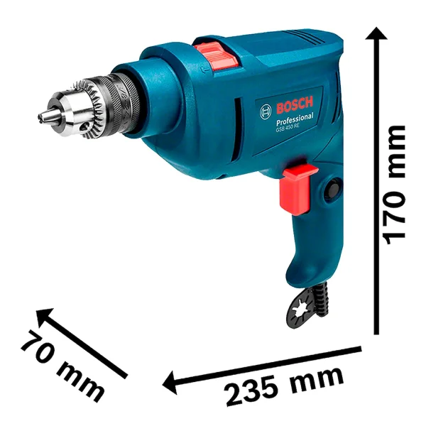 FURADEIRA IMPACTO GSB 450 RE 450W 127V + 3 BROCAS