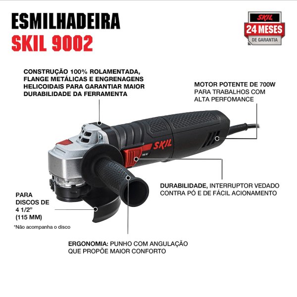ESMERILHADEIRA ANGULAR 4.12 SKIL 9002 700W 127V
