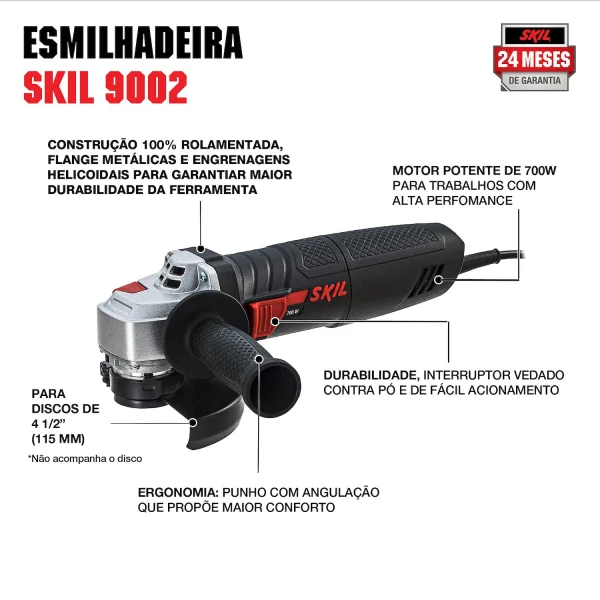ESMERILHADEIRA ANGULAR 4.12 SKIL 9002 700W 127V