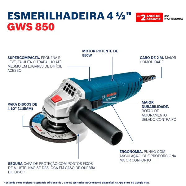 ESMERILHADEIRA ANGULAR 4.12 GWS 850W 127V