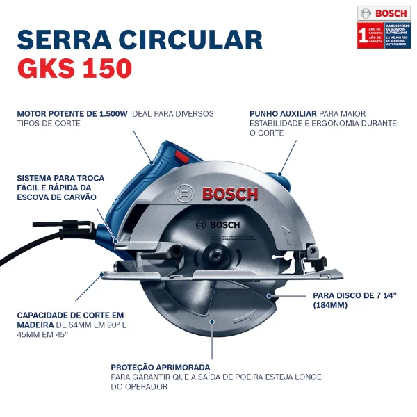 SERRA CIRCULAR 7.14 GKS 150 127V+1DISCO BRINDE