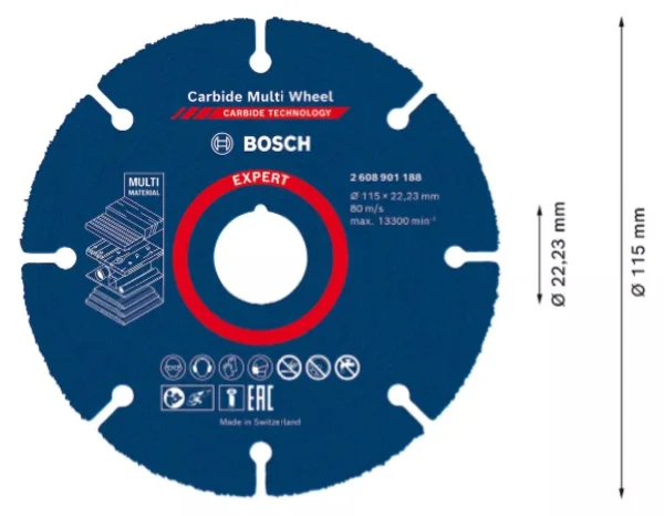 DISCO DE CORTE BOSCH EXPERT MULTI WHEEL 115MM, 22,23MM