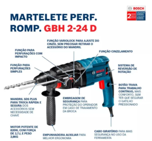 MARTELETE GBH 224 D 820W 220V+ MALETA