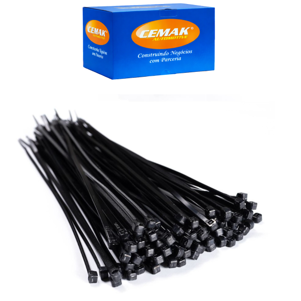 ABRACADEIRA EM NYLON 3,6MM X 150MM 100 UNIDADES COR PRETA