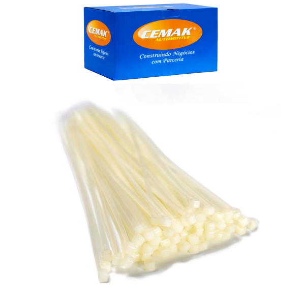 ABRACADEIRA EM NYLON 3,6MM X 203MM 100 UNIDADES COR BRANCA