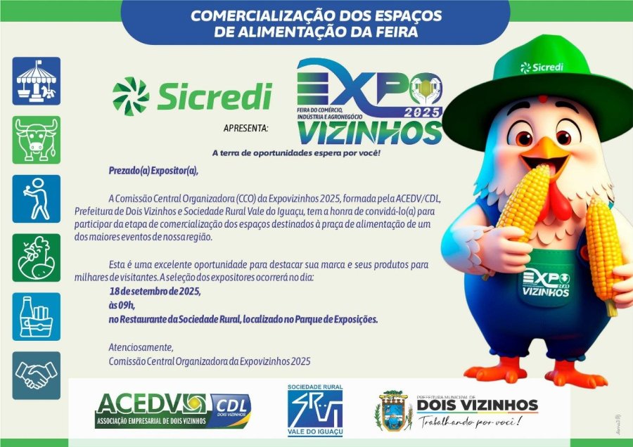 EXPOVIZINHOS 2025 DEFINIR� ESPA�OS DE ALIMENTA��O NA PR�XIMA SEMANA