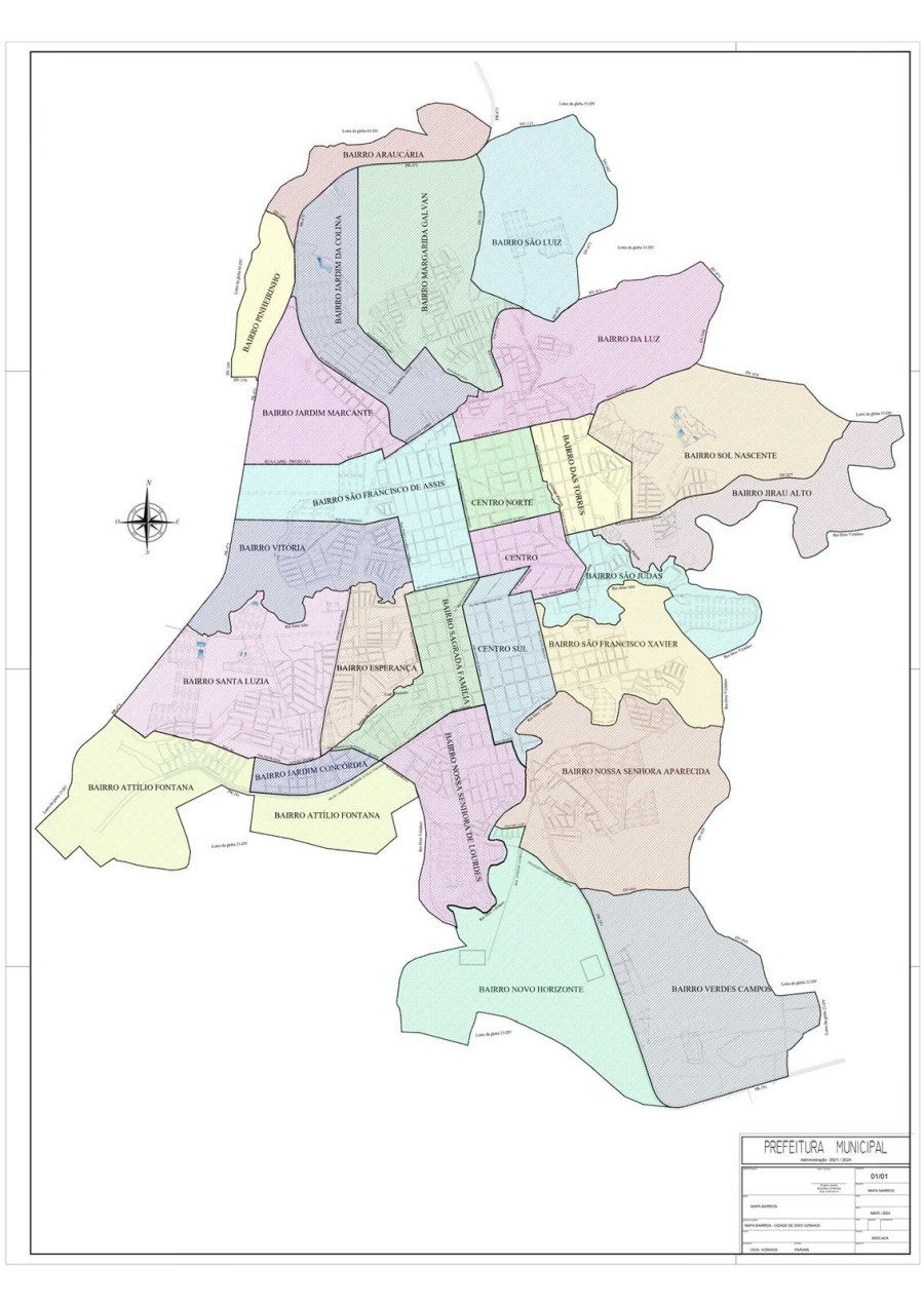 DOIS VIZINHOS TER� NOVO MAPA URBANO COM 27 BAIRROS OFICIAIS