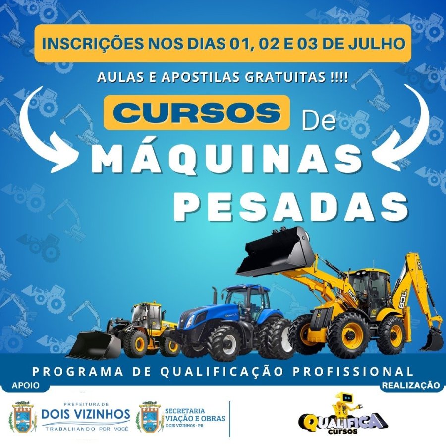 PREFEITURA OFERECE CURSOS DE M�QUINAS PESADAS