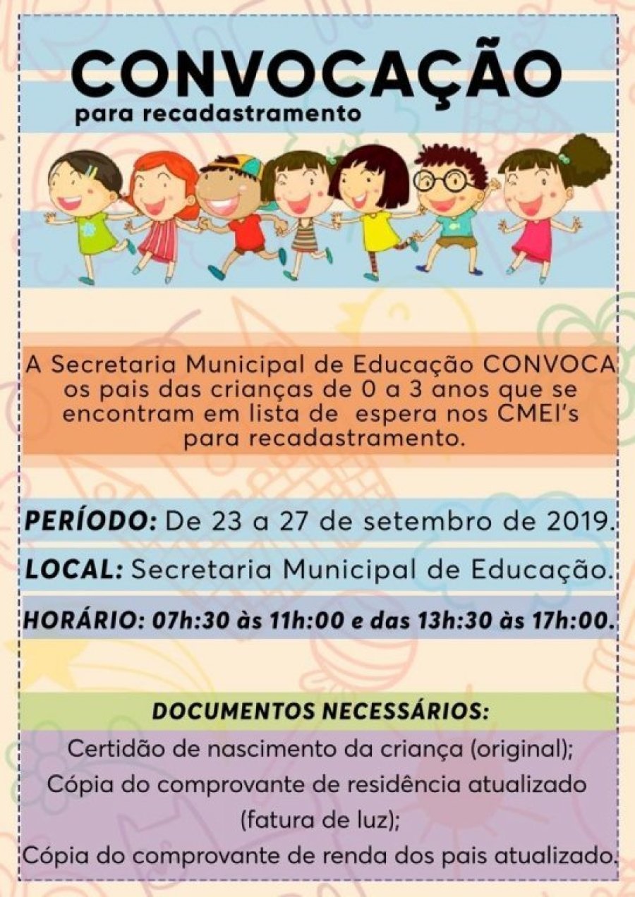 Convoca��o Recadastramento 2019
