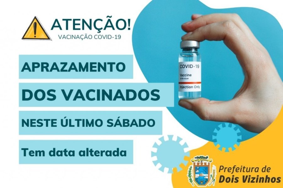 Prazo para a 2� Dose dos Imunizados no �ltimo S�bado Dia 12, Tem Data Alterada Conforme Pede o Minist�rio da Sa�de
