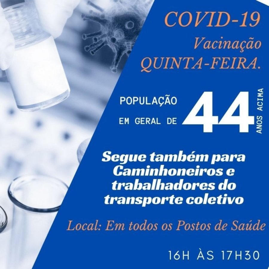 Dois Vizinhos Avan�a Mais Uma Idade e Passa a Imunizar Pessoas de 44 Anos Acima