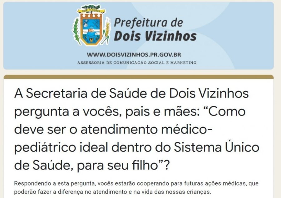 Secretaria de Sa�de Disponibiliza Pesquisa na �rea de Pediatria