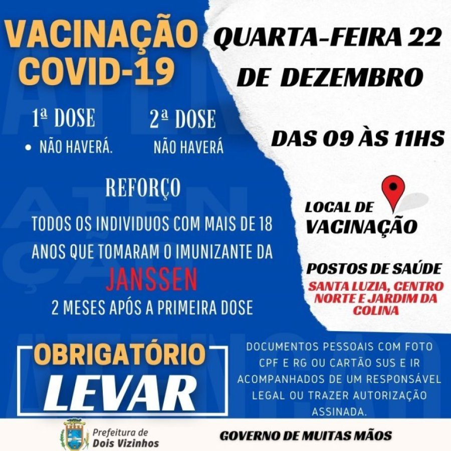 Confira a Vacina��o para Esta Quarta-feira