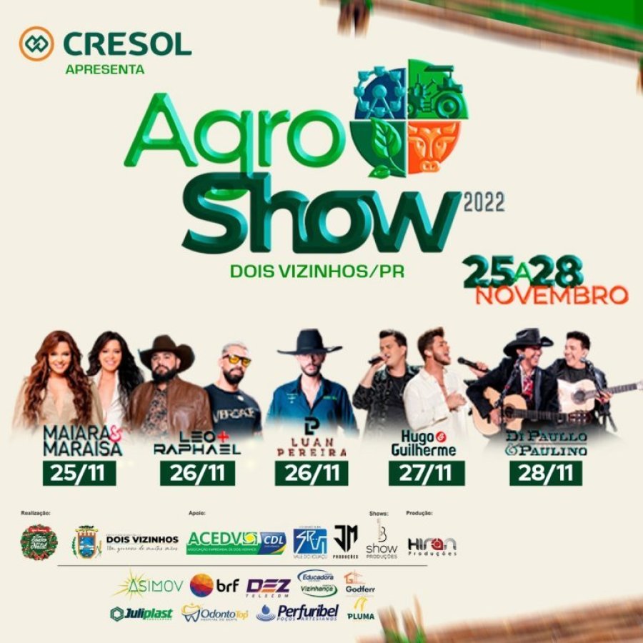 Feira Agroshow Marcar� o Anivers�rio de Dois Vizinhos Com Chave de Ouro