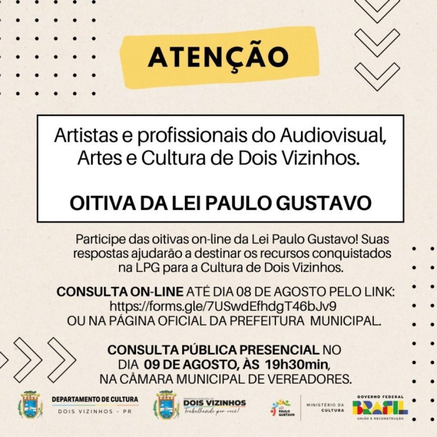Prefeitura Atrav�s do Departamento de Cultura Realiza Oitiva Sobre Lei Paulo Gustavo