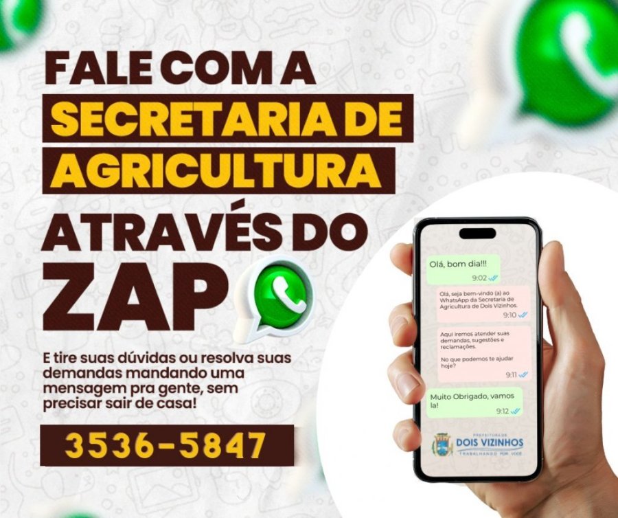 Secretaria de Agricultura Agora Tamb�m Atende por Whatsapp