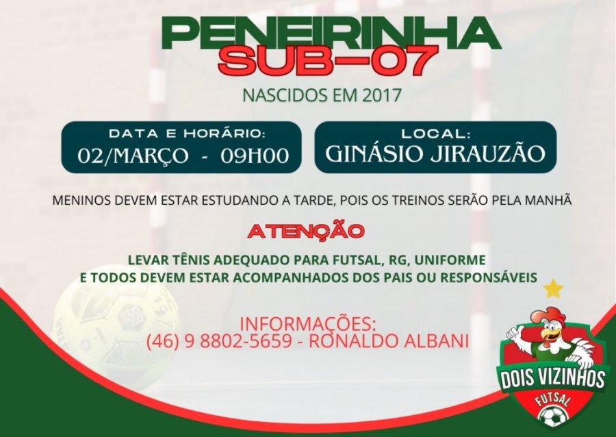 Vem A� Seletiva para Futuros Craques - Peneirinha Sub07