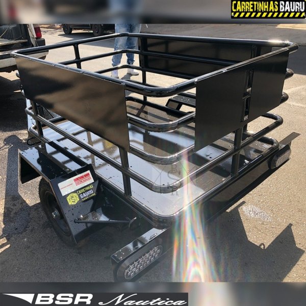Carretinha para Acoplar Em Moto Transporte de G�s 1,20 x 0,80 x 0,60 Mts