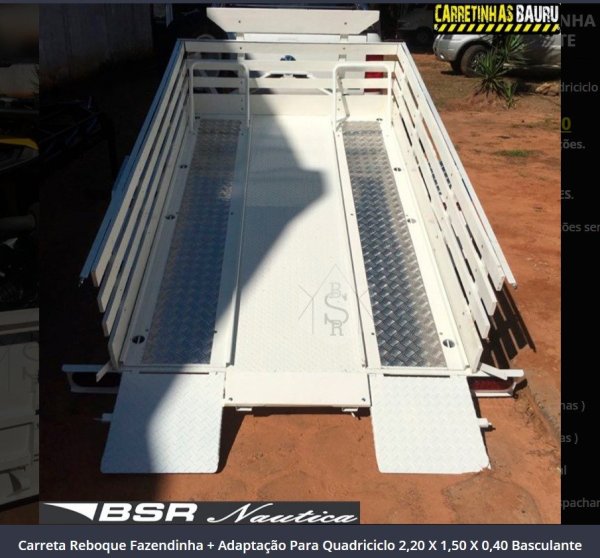 Carreta Reboque Fazendinha com Adapta��o para Quadriciclo 2,20 X 1,50 X 0,40
